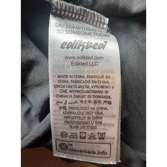 Edikted Fold Over One Shoulder Dark Gray Long Sleeve Top Asymmetrical MEDIUM NWT - Picture 6 of 9